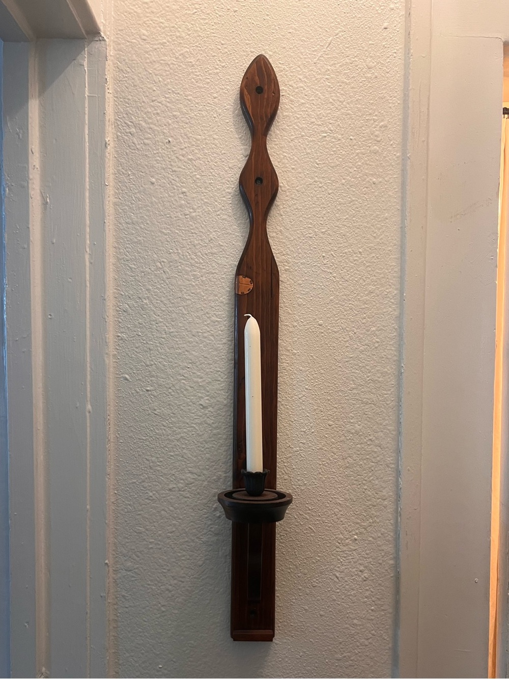 Vintage Wooden Wall Sconce Candle Holder